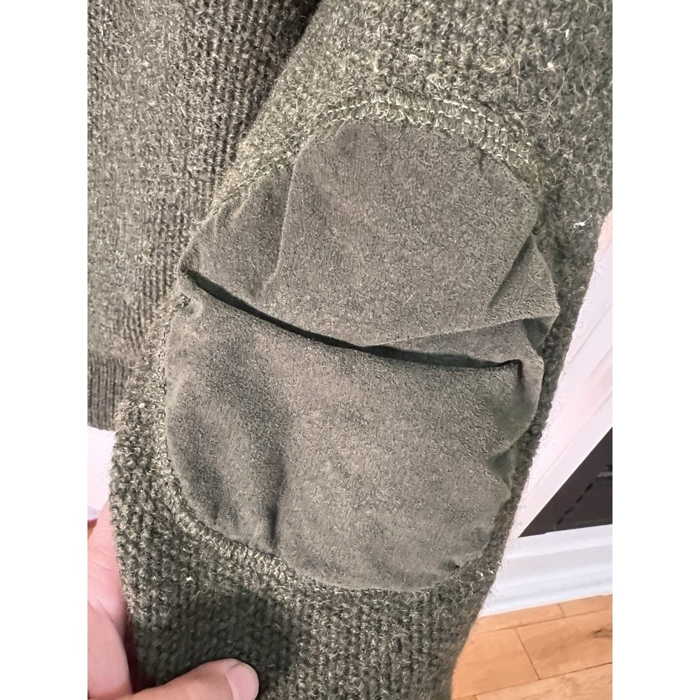 Steffner Austrian‎ Wool Sweater Green V-Neck Suede Elbow Patches M - Picture 7 of 15